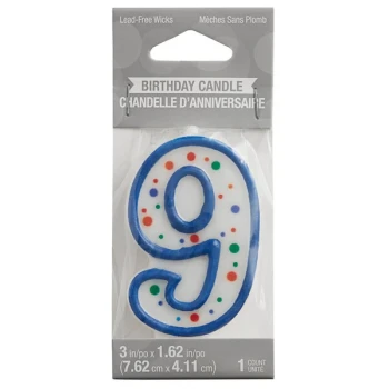 Creative Converting 104568 3" Polka Dot "9" Candle