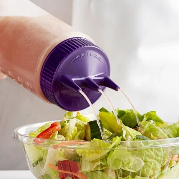 Vollrath 3324-1354 Traex® Color-Mate™ 24 oz. Clear Tri Tip™ Wide Mouth Squeeze Bottle with Purple Cap