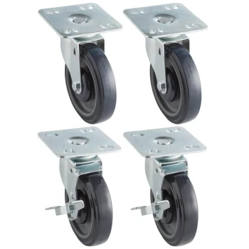 Regency 5 inch Heavy Duty Zinc Swivel Plate Casters for Work Tables and Equipment Stands - 4/Set