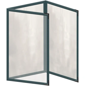 H. Risch, Inc. TET Deluxe Sewn 5 1/2" x 8 1/2" Green 6 View Foldout Vinyl Menu Cover With Black Smooth Corners and Gloss Finish