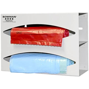 BOWMAN Dispensers Quartz Beige Powder-Coated Aluminum Wall Mount Double Roll Bag Dispenser BG002-0512