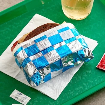 Bagcraft 10 1/2" x 14" Blue / Silver Checker Insulated Honeycomb Foil Sandwich Wrap - 500/Pack