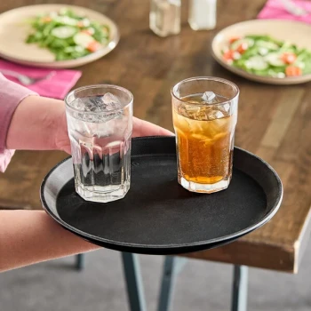 Cambro 1100CT110 Camtread® 11" Round Black Non-Skid Serving Tray - 12/Case