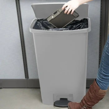 Rubbermaid® 1883604 Slim Jim Resin Gray Front Step-On Rectangular Trash Can - 72 Qt. / 18 Gallon