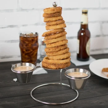 Clipper Mill by G.E.T. 4-81878 Stainless Steel 7" Onion Ring Tower with Two Ramekin Holders