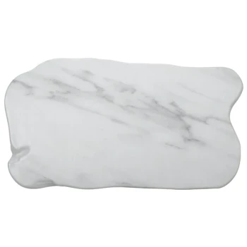American Metalcraft MW17 17 3/8" x 9 7/8" x 5/8" Organic Shape Melamine Serving Board - Faux White Marble
