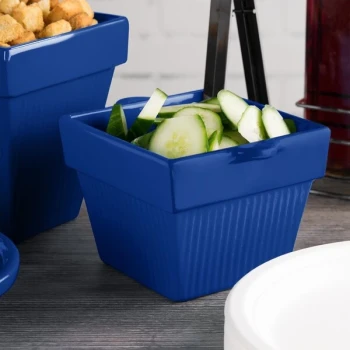 TableCraft CW1460CBL 1.5 Qt. Cobalt Blue Cast Aluminum Square Condiment Bowl