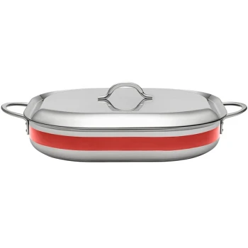 Bon Chef Country French X 5 Qt. Red Stainless Steel Roasting Pan - 71023-CF2-R