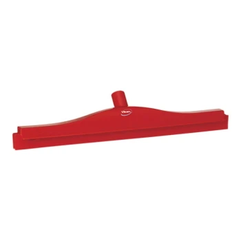 Vikan 77134 19 11/16" Red Ultra-Hygienic Double Blade Rubber Floor Squeegee with Plastic Frame and Replacement Cassette