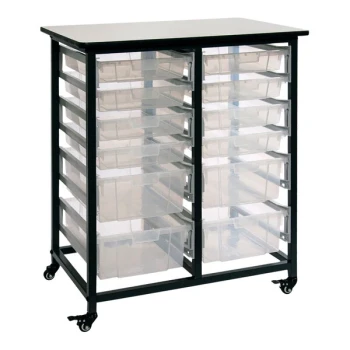 Luxor Double-Row Mobile Bin Storage Unit with 4 Large and 8 Small Clear Bins MBS-DR-8S4L-CL
