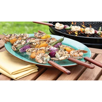 Outset® QB50 20" Stainless Steel Skewer with Rosewood Handle - 4/Pack