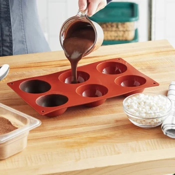 Silikomart SF002 SiliconFLEX 6 Compartment Half Spheres Silicone Baking Mold - 2 3/4 inch x 2 3/4 inch x 1 3/8 inch Cavities