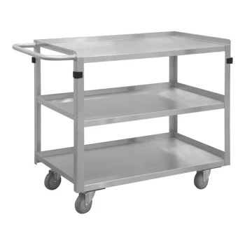 Durham Mfg 21 1/2" x 36" Stainless Steel 3-Shelf Stock Cart SRSC2022363FLD4PU