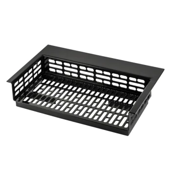 TableCraft CW1086BK Simple Solutions 21 1/4" x 13 7/8" x 5" Black Cast Aluminum Perforated Single Cold Well Drop-In Template