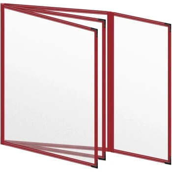 H. Risch, Inc. TETBQ Deluxe Sewn 8 1/2" x 11" Red 8 View Vinyl Menu Cover with Black Smooth Corners and Matte Finish