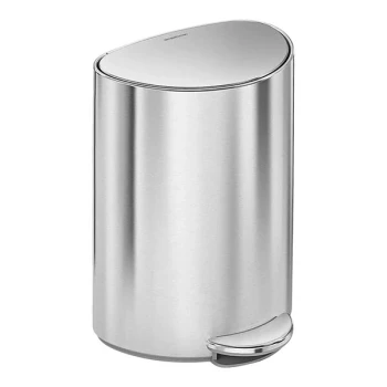 simplehuman CW2106 1.6 Gallon / 6 Liter Brushed Stainless Steel Semi-Round Step-On Trash Can with Liner Pocket