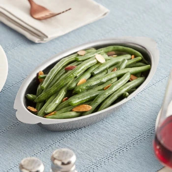 Choice 15 oz. Stainless Steel Oval Au Gratin Dish