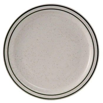 Tuxton TES-009 Emerald 9 1/2" Green Speckle Narrow Rim China Plate - 24/Case