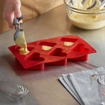 Thunder Group Red Silicone 6 Compartment Heart Mold