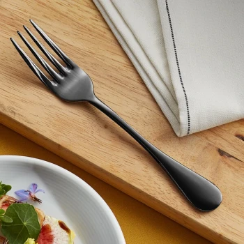 Acopa Vernon Black 6 3/4" 18/0 Stainless Steel Heavy Weight Salad / Dessert Fork - 12/Case