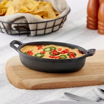 Valor 16 oz. Pre-Seasoned Mini Cast Iron Oval Casserole Dish - 12/Pack