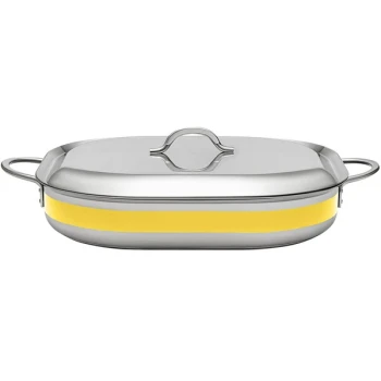 Bon Chef Country French X 5 Qt. Yellow Stainless Steel Roasting Pan - 71023-CF2-Y