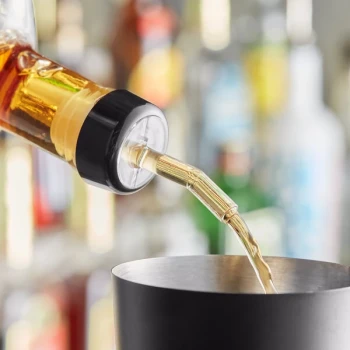 Choice Clear Free Flow Whiskey Pourer with Black Collar - 12/Pack