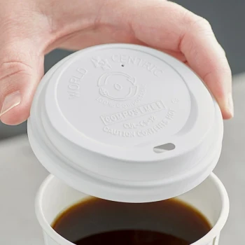 World Centric 10-20 oz. White Paper Hot Cup PLA Travel Lid - 1,000/Case
