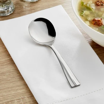 Acopa Ridge 6 11/16" 18/0 Stainless Steel Heavy Weight Bouillon Spoon - 12/Case