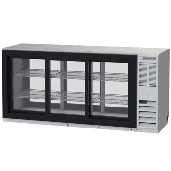 Beverage-Air BB72HC-1-GS-PT-S 72" Stainless Steel Underbar Height Glass Door Pass Through Back Bar Refrigerator