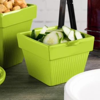 TableCraft CW1460LG 1.5 Qt. Lime Green Cast Aluminum Square Condiment Bowl