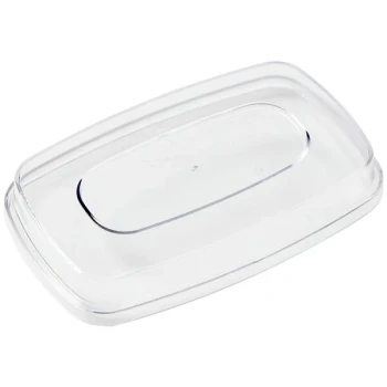 American Metalcraft SL74 Grab & Go 7 1/8" x 4 3/8" x 1" Clear Rectangular SAN Plastic Lid for 17 oz. Bowls