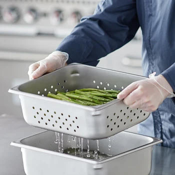 Vigor 1/2 Size 4" Deep Anti-Jam Perforated Stainless Steel Steam Table / Hotel Pan - 22 Gauge
