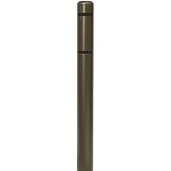 Innoplast BollardGard 4 11/16" x 52" Brown Bollard Cover with Black Reflective Stripes BC452BNBK
