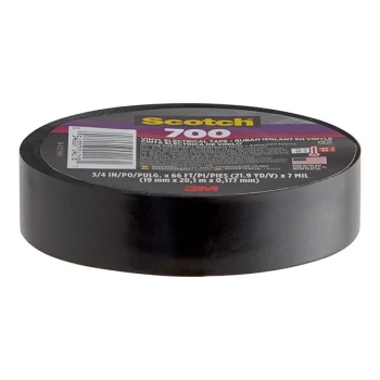 3M Scotch™ 700 70006934577 0.75" x 66' Black Vinyl Electrical Tape