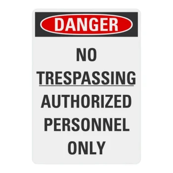 Lavex 10" x 7" Non-Reflective Aluminum "Danger / No Trespassing / Authorized Personnel Only" Safety Sign