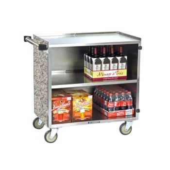 Lakeside 644GS 3 Shelf Medium Duty Stainless Steel Utility Cart with Enclosed Base and Gray Sand Finish - 22 1/2" x 39 1/4" x 37 3/8"