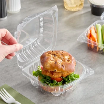 Dart C57PST1 ClearSeal Hinged Lid Plastic Container 6" x 5 13/16" x 3" - 500/Case
