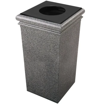 Commercial Zone 722119 StoneTec 30 Gallon Pepperstone Square Decorative Trash Can with Lid