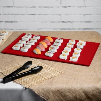 TableCraft CW2111R 21" x 12 7/8" x 3/8" Red Cast Aluminum Rectangular Cooling Platter