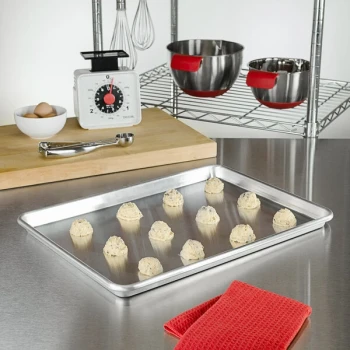 Fat Daddio's SP-HALF Half Size 13 inch x 18 inch 18-Gauge Wire in Rim Aluminum Bun Pan / Sheet Pan