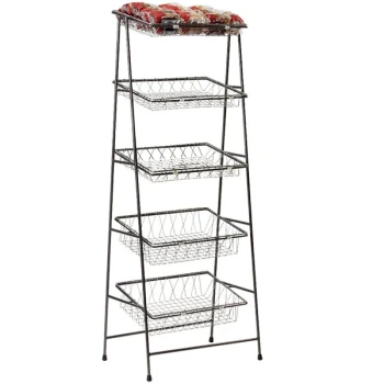GET Enterprises POP 23 1/2" x 14" x 64" Metal Gray Rectangular 5-Tier Tilted Pane Stand