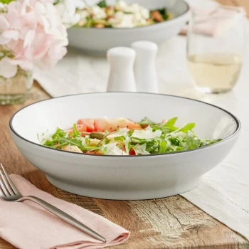 Acopa Embers 48 oz. Gray Matte Stoneware Pasta Bowl - 6/Case