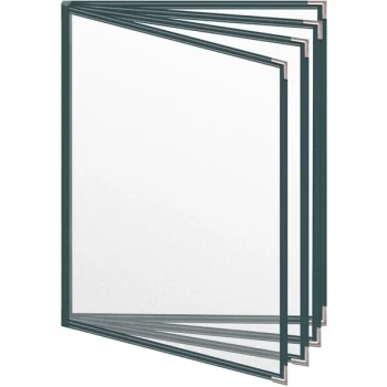 H. Risch, Inc. TEDD Deluxe Sewn 8 1/2" x 11" Green 8 View Menu Cover with Silver Smooth Corners and Matte Finish