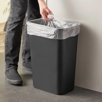 Lavex 41 Qt. / 10 Gallon Black Rectangular Wastebasket / Trash Can - 10/Case