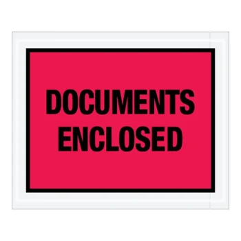 Lavex 4 1/2" x 5 1/2" 2 Mil Red Full Face Printed Polyethylene Documents Enclosed Envelope - 1,000/Case