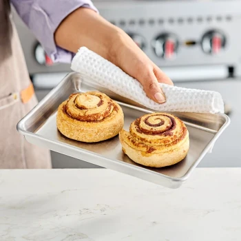 Baker's Lane USA Eighth Size 16 Gauge 6 1/2 inch x 9 1/2 inch Curled Rim Aluminum Bun / Sheet Pan