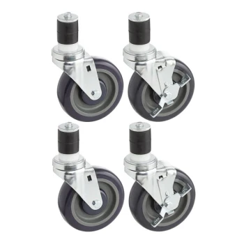 5 inch Heavy Duty Zinc Swivel Stem Casters for Work Tables and Equipment Stands - 4/Set