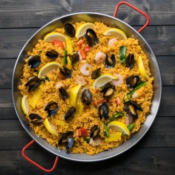 Matfer Bourgeat 15 3/4" Polished Carbon Steel Paella Pan 071041