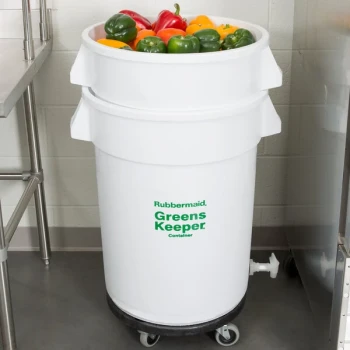 Rubbermaid® FG263600WHT BRUTE GreensKeeper 32 Gallon Vegetable Crisper Container with Lid and Dolly